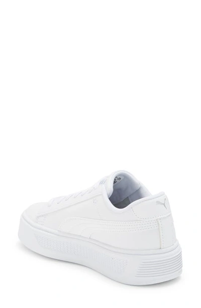 Shop Puma Smash V3 Platform Sneaker In  White- Silver