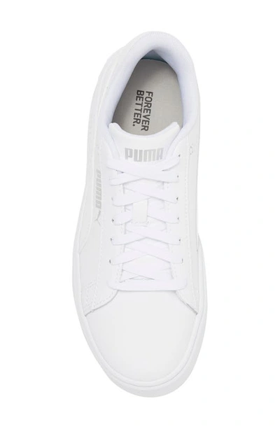 Puma Smash V3 Snake Embossed Leather Platform Sneaker In  White- Silver