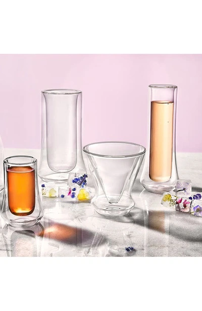 Joyjolt Set Of 4 Cosmos Double Wall Bubbles Flute Glass In Clear