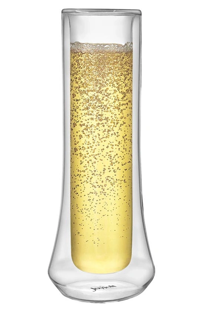 Joyjolt Set Of 4 Cosmos Double Wall Bubbles Flute Glass In Clear