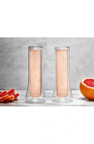 Shop Joyjolt Set Of 4 Cosmos Double Wall Bubbles Flute Glass In Clear