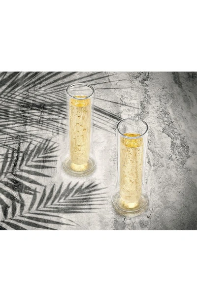 Joyjolt Set Of 4 Cosmos Double Wall Bubbles Flute Glass In Clear