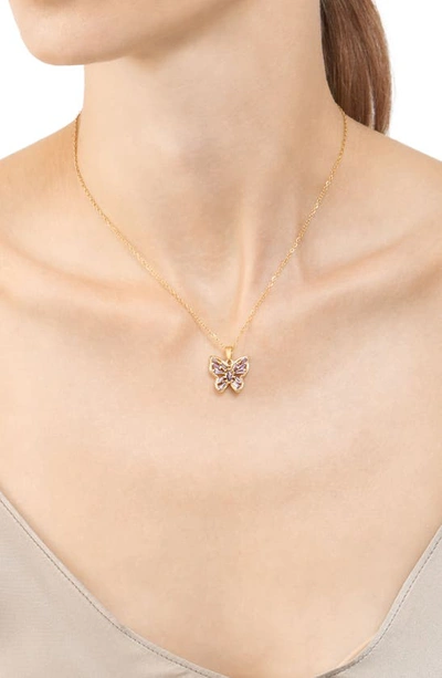 Shop Adornia Water Resistant Crystal Butterfly Necklace In Pink