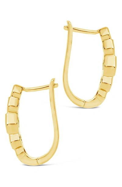 Sterling Forever Gia Geometric Cz Latch Hoop Earrings In Gold