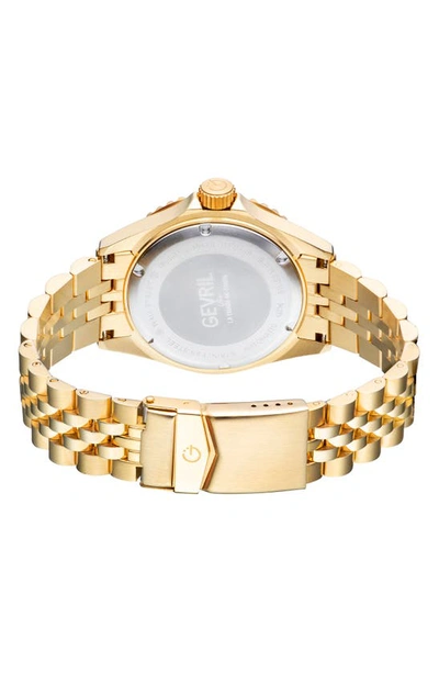 Shop Gevril Wall Street Gmt Bracelet Watch, 43mm In Gold/ Blue