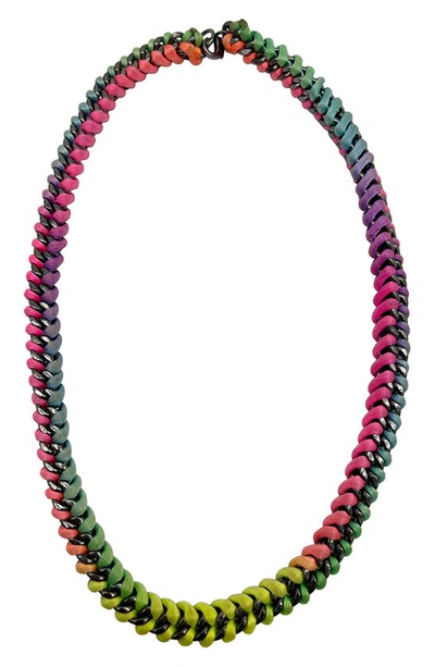 Shop Adornia Neon Rainbow Curb Chain Necklace In Pink Multi
