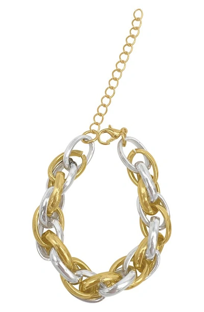 Shop Adornia Two-tone Woven Chain Bracelet In Gold