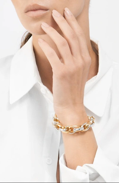 Shop Adornia Two-tone Woven Chain Bracelet In Gold