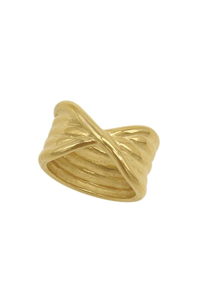 Shop Adornia Twisted Wide Band Ring In Gold