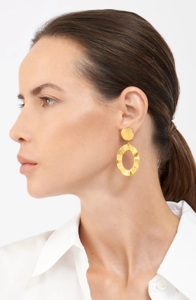 Shop Adornia Water Resistant Hammered Drop Earrings In Gold