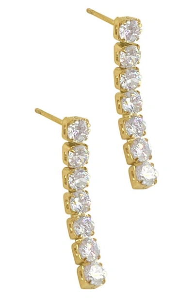 Shop Adornia 14k Yellow Gold Vermeil Water Resistant Crystal Tennis Linear Drop Earrings
