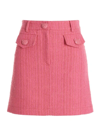 Shop Moschino Mini Tweed Skirt In Fuchsia