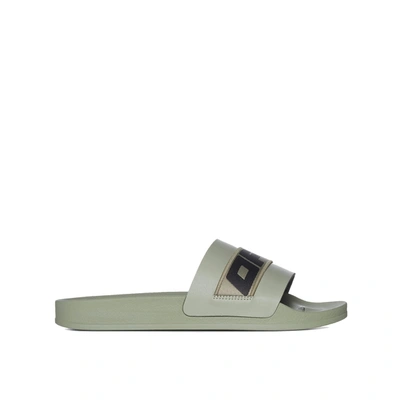 Shop Off-white Industrial Belt Rubber Slides In Green