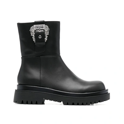 Shop Versace Jeans Couture Eco Leather Boots In Black