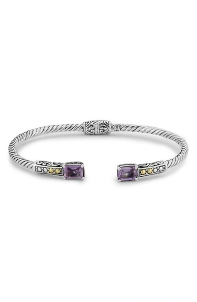 Shop Samuel B. 18k Yellow Gold & Sterling Silver Amethyst Bangle In Purple