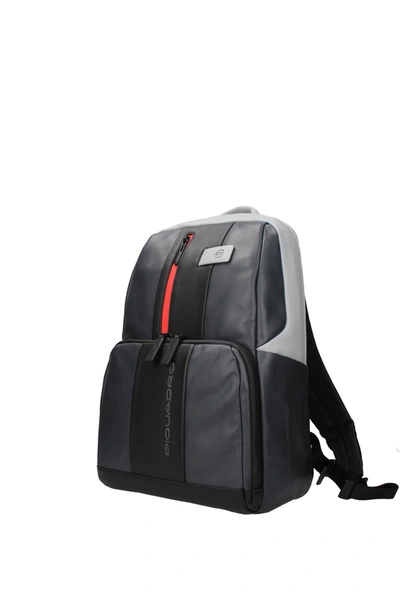 Shop Piquadro Backpack And Bumbags Leather Gray Black