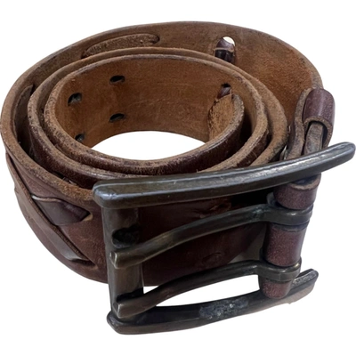 Shop Marketplace 1970s Double Prong Leather X Belt In Brown