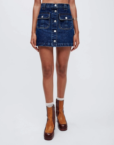 Shop Re/done 70s Button Front Mini Skirt In Heritage Rinse