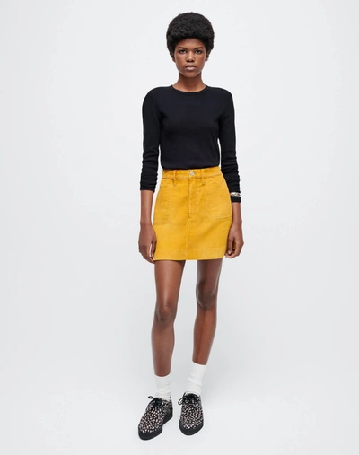 Shop Re/done 70s Corduroy Pocket Mini Skirt In Worn In Mustard