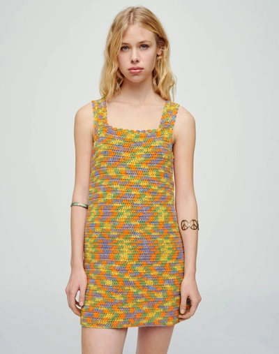 Shop Re/done 70s Crochet Dress In Multi Space Dye