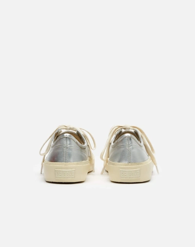 Shop Re/done 70s Low Top Striped Sneaker In Metallic Silver Leather