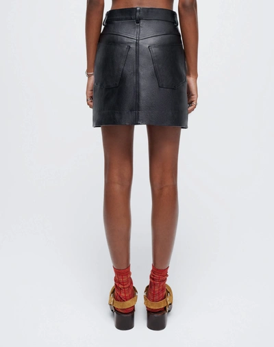 Shop Re/done 70s Pocket Mini Skirt In Black Leather