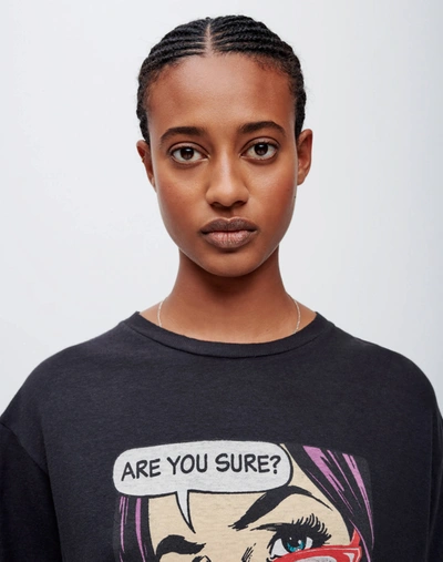 Shop Re/done 90s Easy "are You Sure" Tee In Washed Black