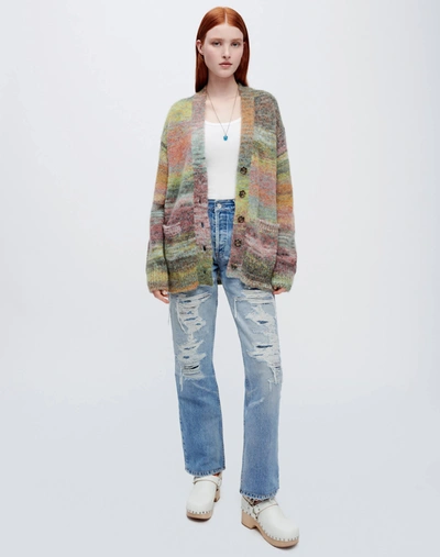 Shop Re/done 90s Oversized Cardigan In Lime Space Dye