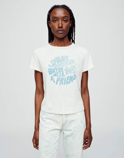 Shop Re/done Classic "save Water" Tee In Vintage White