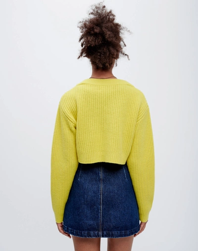 Shop Re/done Cropped Boatneck Pullover In Lime