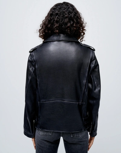 Shop Re/done Oversized Moto Jacket In Black Leather