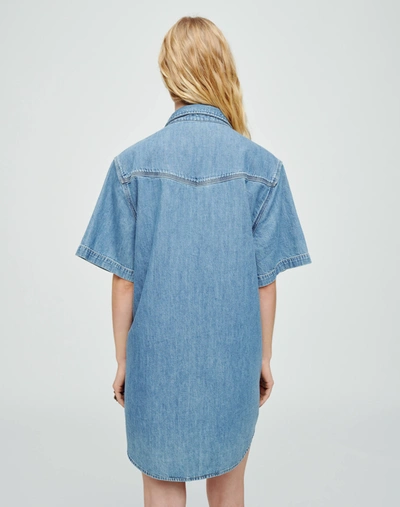Shop Re/done Oversized Shirt Dress In Stoned Ciel