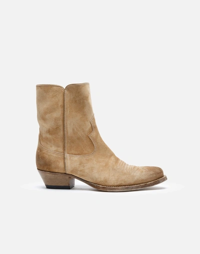 Shop Re/done Western Boot In Tan Suede