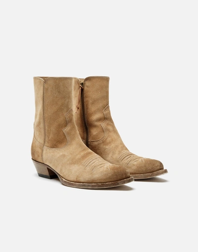 Shop Re/done Western Boot In Tan Suede