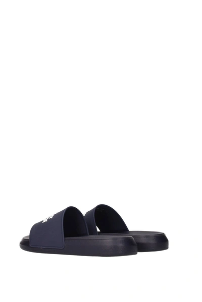 Shop Alexander Mcqueen Slippers And Clogs Rubber Blue Blue Navy