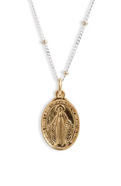 Shop Argento Vivo Sterling Silver Blessed Mother Pendant Necklace In Gold/ Silver