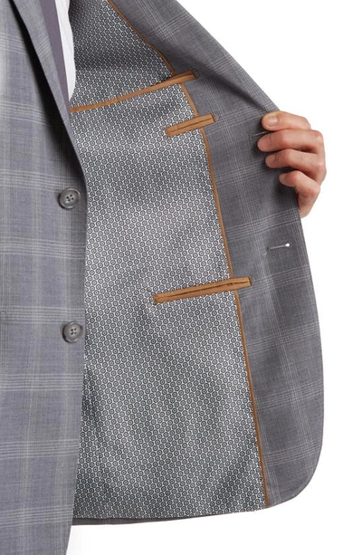 Shop English Laundry Plaid Two Button Peak Lapel Trim Fit Wool Blend Suit In Gray