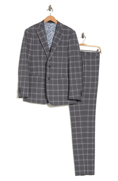 Shop English Laundry Trim Fit Windowpane Wool Blend Suit In Gray
