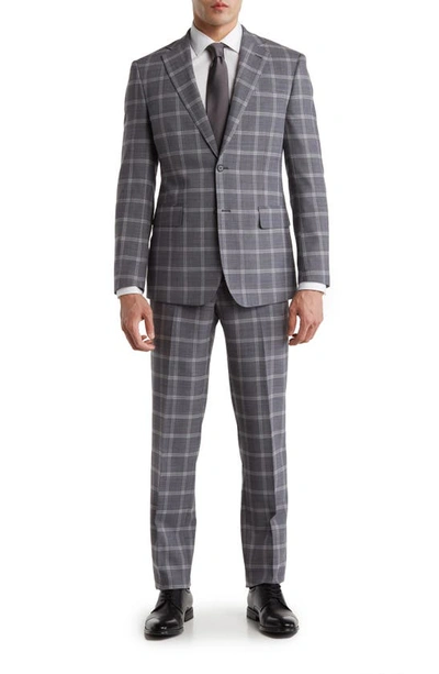 Shop English Laundry Trim Fit Windowpane Wool Blend Suit In Gray