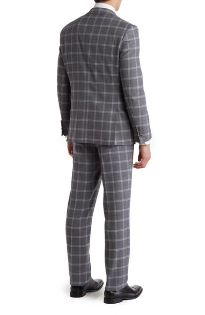 Shop English Laundry Trim Fit Windowpane Wool Blend Suit In Gray