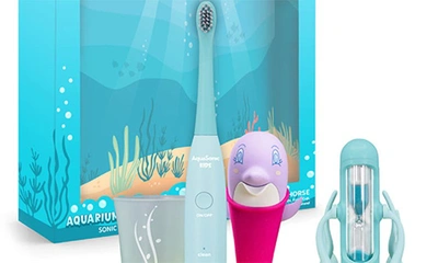 Shop Aquasonic Aquarium Adventures Kids Toothbrush Set In Dolphin