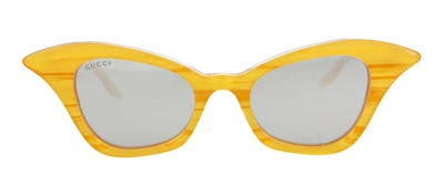 Shop Gucci Gg0707s 002 Cat Eye Sunglasses Mx In Silver