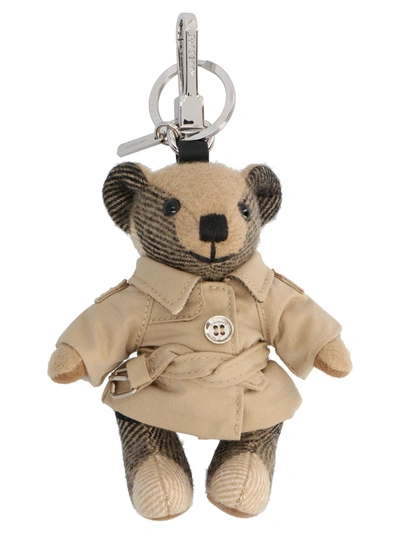 Shop Burberry Thomas Trench' Keyring In Beige