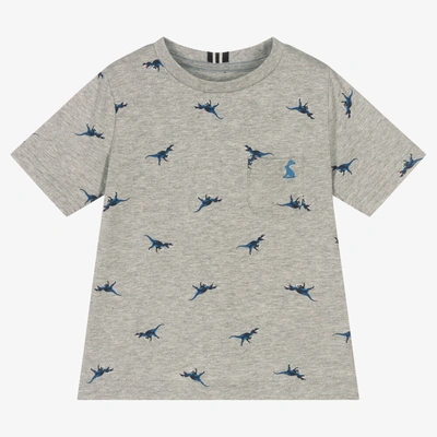 Shop Joules Boys Grey Cotton Dinosaur Print T-shirt