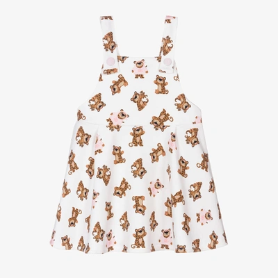 Shop Dolce & Gabbana Baby Girls White Leo Print Cotton Dress