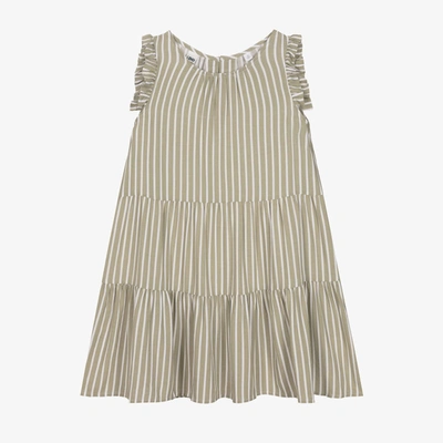 Shop Ido Junior Girls Green & White Stripe Dress