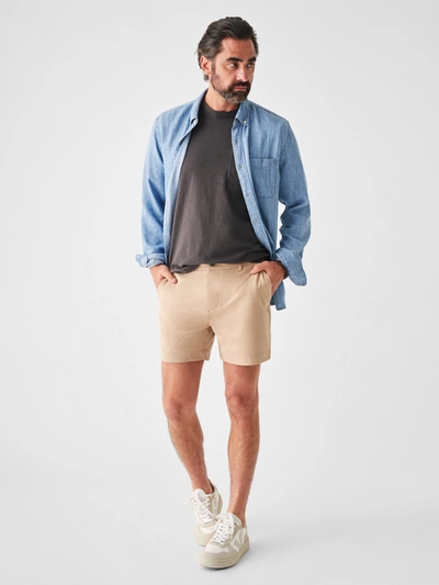 Shop Faherty All Day Shorts (5" Inseam) In Khaki