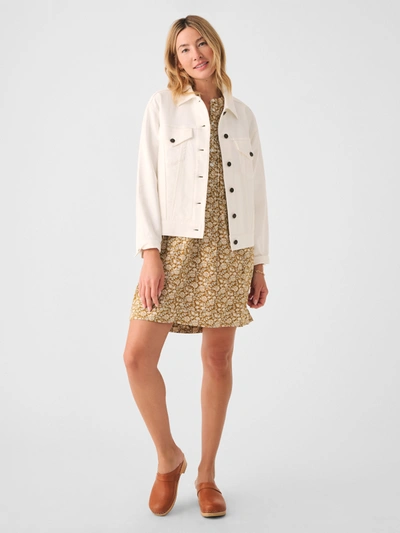 Shop Faherty Stretch Terry Trucker Jacket In White