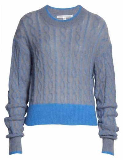 Shop Veronica Beard Riola Mohair & Alpaca Cable Crewneck Sweater In Blue