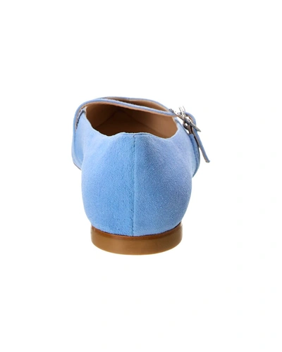 Stuart Weitzman Crystal Buckle Suede Flat In Blue